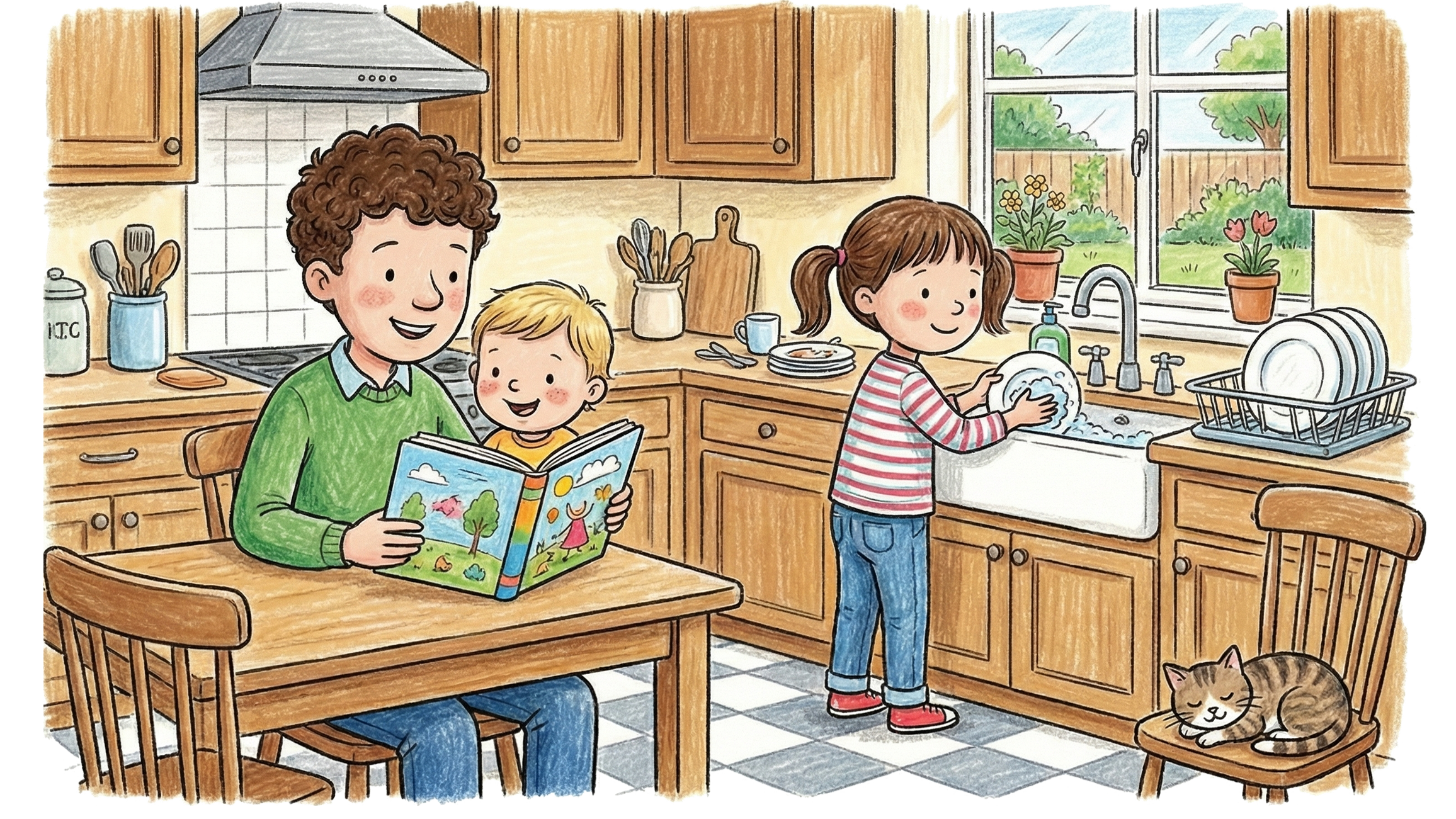 in a kitchen building life skills